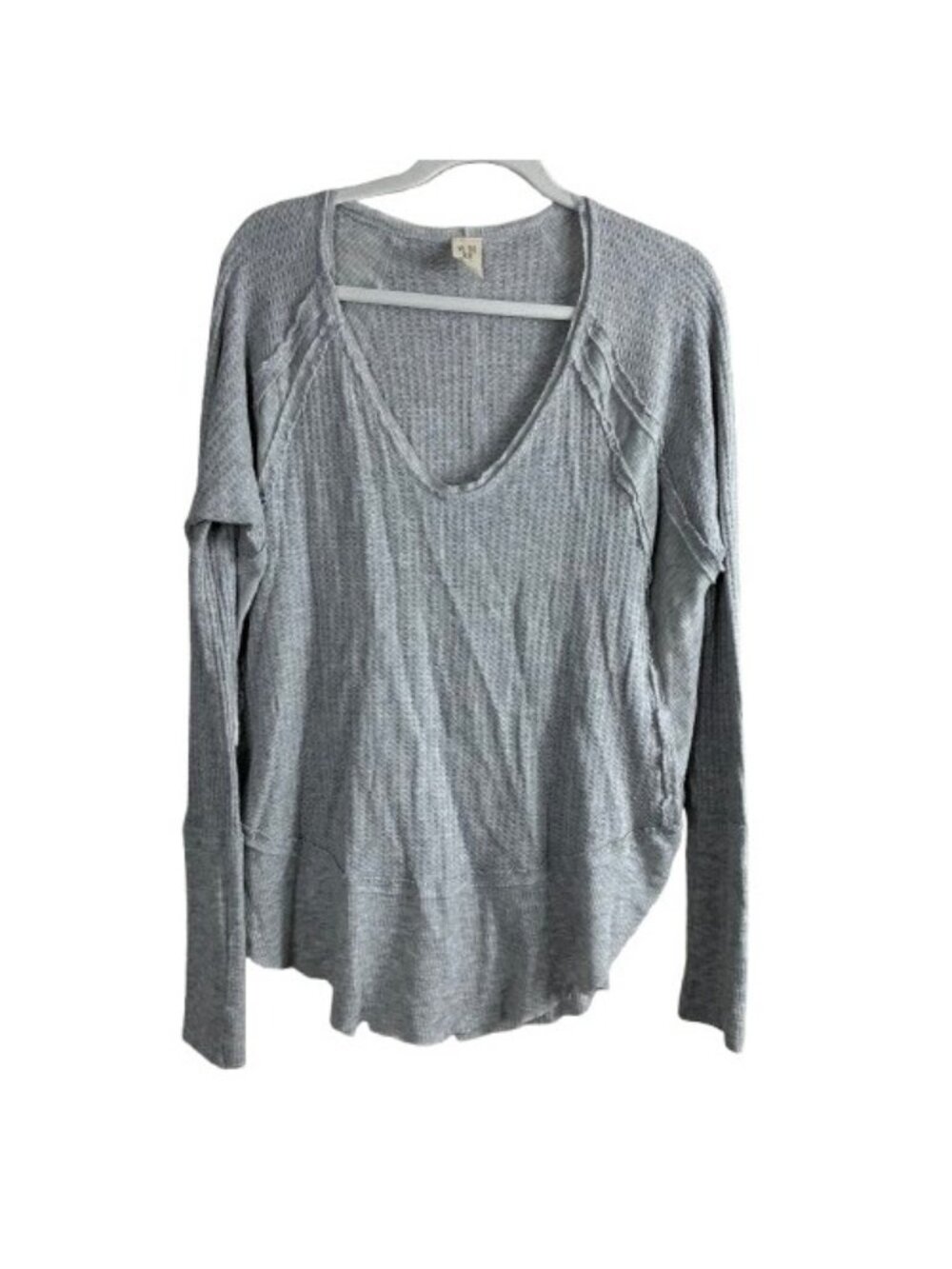 We the Free Catalina Waffle Knit Thermal Long Sleeves Gray Sz M Boho Comfy